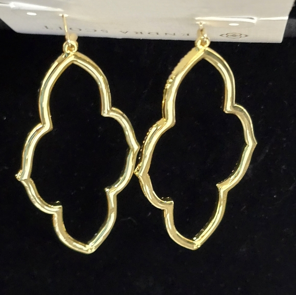 Kendra Scott Abbie Gold Open Frame Earrings in White Crystal - Picture 6 of 7